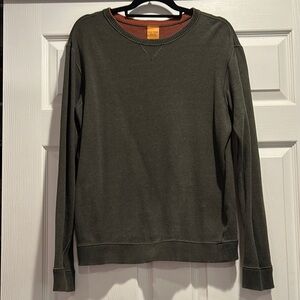Mens Reversible Olive Green/Orange Rust Crewneck Sweatshirt